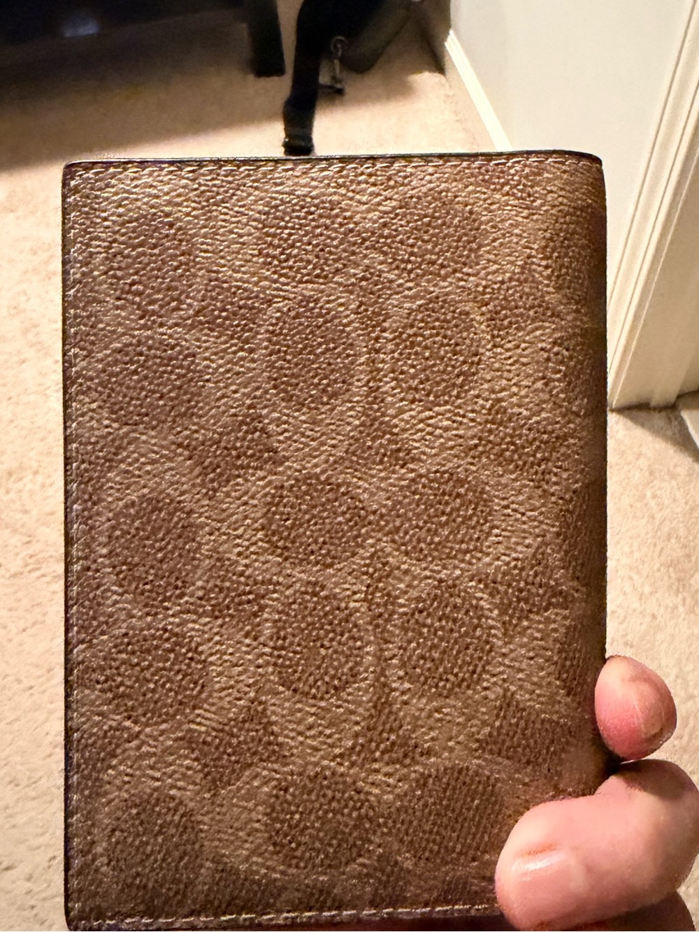 Gently used once - Coach Signature Tan/Brown Passport Wallet